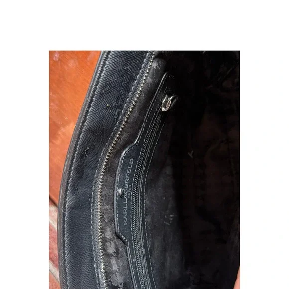 Karl Lagerfeld Paris Graffiti Print Saffiano Leather Tote Crossbody Bag White - Picture 6 of 6